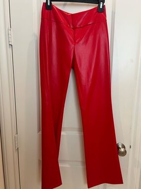 Alice + Olivia Bright Ruby Faux Leather Pants